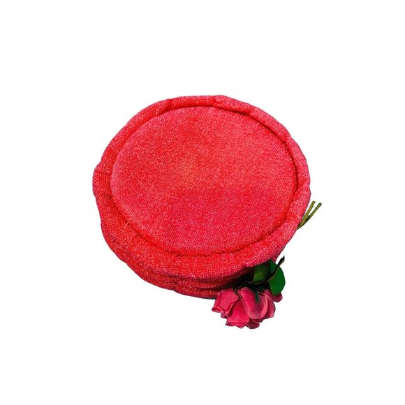 Vintage 1960s Pillbox Hat Hotpink Floral Round Hat main image 9